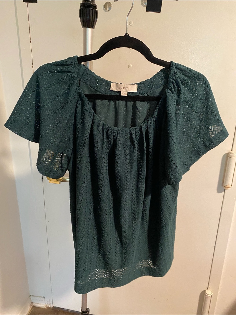 Loft Green Textured Scoop-Neck Blouse